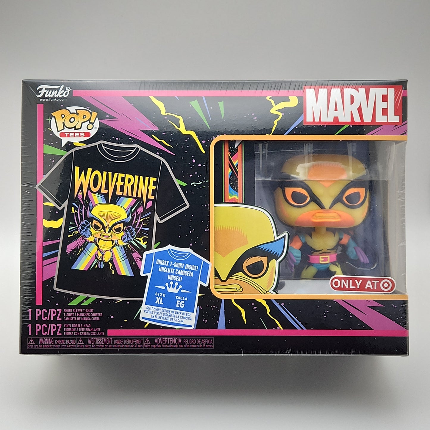 Funko Pop! & Tees- Wolverine (Blacklight)X-Large