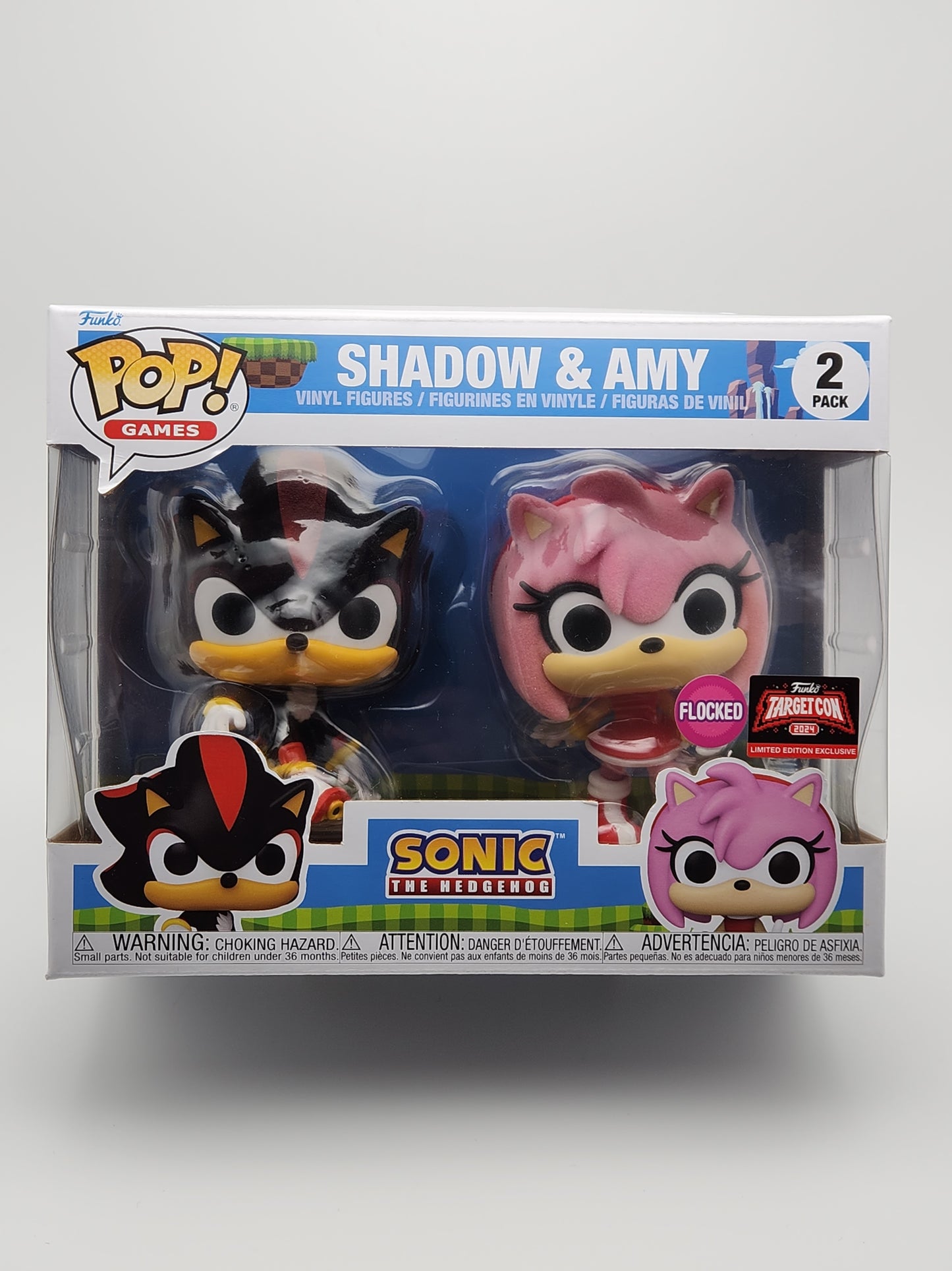 Funko Pop! Games- Sonic the Hedgehog: Shadow & Amy (Flocked) 2pk